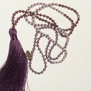 ZACASHA LONG PURPLE CRYSTAL TASSEL NECKLACE